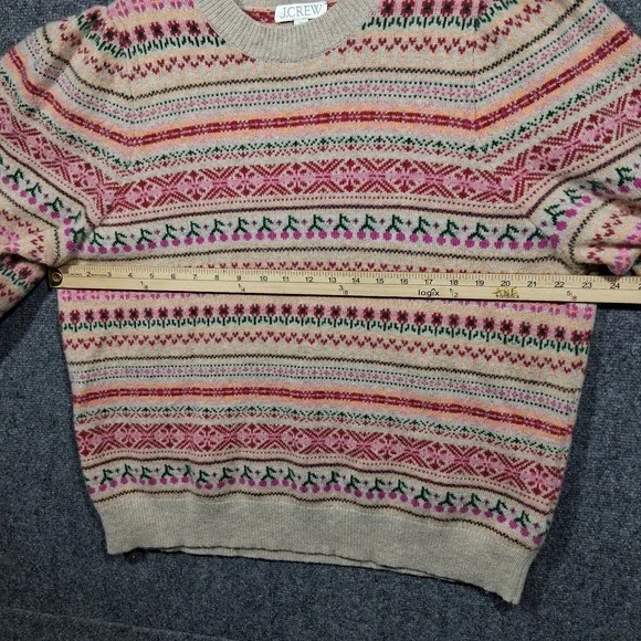 J.Crew Womens Size 2X Puff-Sleeve Fair Isle Crewneck Sweater Cherries - Picture 7 of 9